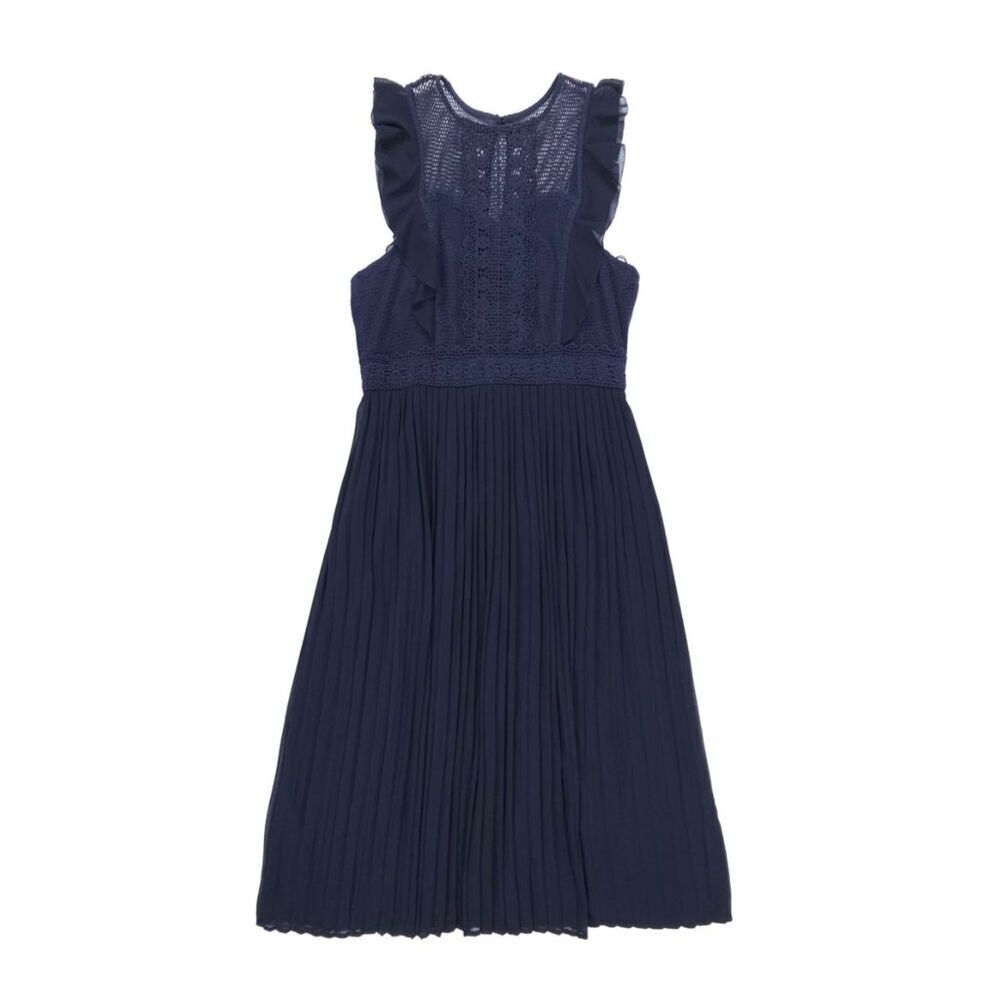 MODCLOTH Pleated Lace Midi Dress Navy Vintage Romantic Feminine French Girl 1X